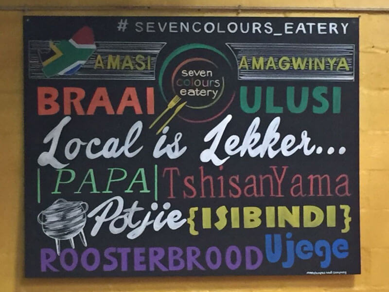 Schild eines südafrikanischen Restaurants in Cape Town